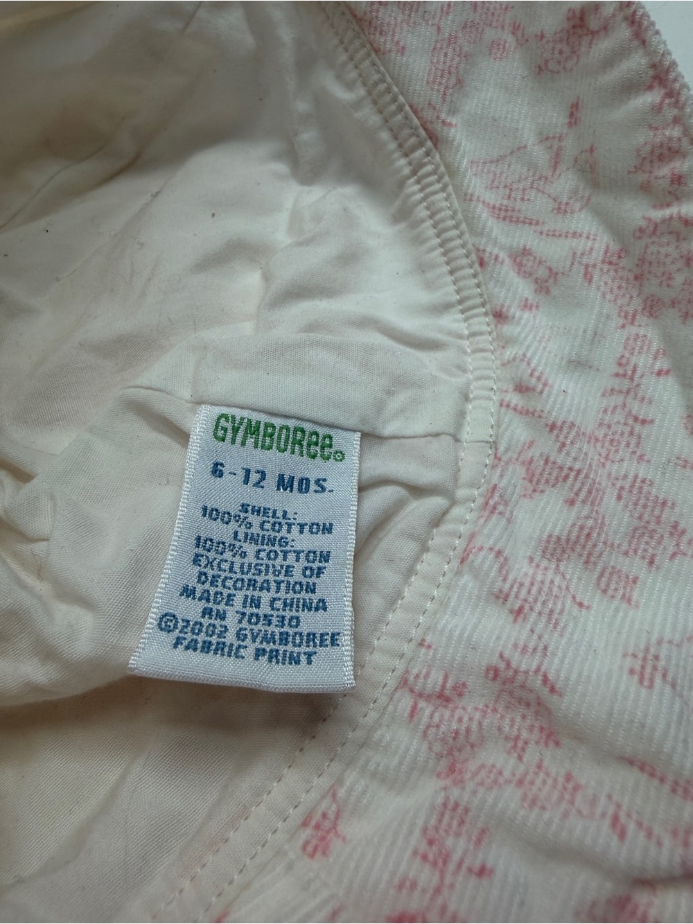 Vintage Y2K 2002 Gymboree Pink White Floral Ribbon Corduroy Bucket Hat - Picture 3 of 3